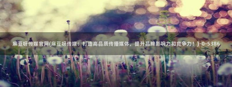 麻豆腐传媒官网：麻豆呀传媒官网(麻豆呀传媒：打造高品质传播媒体，提升品牌影响力和竞争力！)